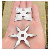 (4) STAINLESS STEEL NINJA STAR & NYLON BELT SHEATH