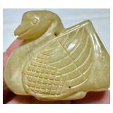 (4) CARVED JADE MANDARIN DUCKS NETSUKE