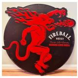 FIREBALL WHISKY TIN LITHO ADVERTISING SIGN - LARGE
