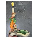 CHALKWARE BAR TOP CIGARETTE ASHTRAY BOY & HIS DOG