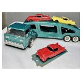 STRUCTO PRESSED STEEL AUTO HAUL & (3) STRUCTO CARS
