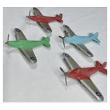 (4) TOOTSIETOY P-39 AIRACOBRA FIGHTER PLANE - 1947