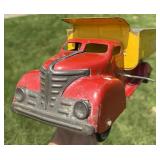 MARX PRESSED STEEL DUMP TRUCK WOOD WHEELS - works