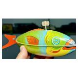 J. CHEIN MECHANICAL FISH TIN W/U TOY No. 55 works