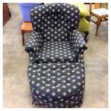 Upholstered Armchair with Ottoman