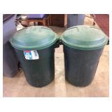 (2) Rubbermaid 32 Gallon Garbage Cans