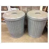 (2) Galvanized Garbage Cans