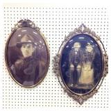 (2) Metal Frame Bubble Glass Portraits