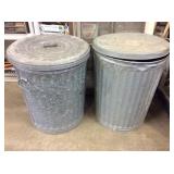 (2) Galvanized Garbage Cans