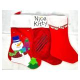 Kitty Stockings, Snowman Stockings, Plaid Stocking