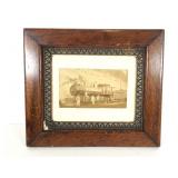 Oak Framed Photograph of Steam Engine