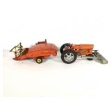 (2) pc Hubley Cast Orange Tractor, Tru Scale Combi