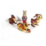 Lot of (4) Wind-up Tin Animals