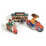 (3) Tin Litho Friction Toys