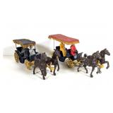(2) Cast Carriage with Two Horses and Riders