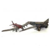 (2) Vintage Tin Airplanes, Marx Wind-Up