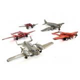 Lot of (5) Vintage Metal Toy Airplanes