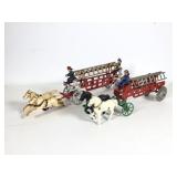 (2) Cast Iron Horse Drawn Fire Engines
