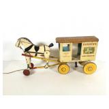 Tin and Wood Milk Wagon Pull Toy