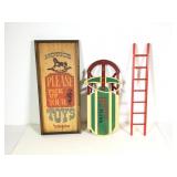 Festive Flyer Sled, Ladder, Pick up Toys Sign