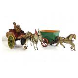 (2) pc Tin Litho Wind-up Wagons
