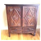 Console Cabinet with Embossed Flower Design