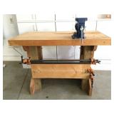 Maple Work Bench with Wilton Vice and Clamps