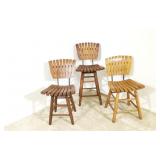 (3) Umanoff Style Slat Back Chairs, Swivel Stool