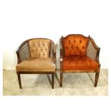 (2) Vintage Caned Back Arm Chairs