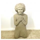 Cast Stone Kneeling Girl Garden Statue