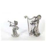 (2) Cast Pewter Angels, Peltro Italy
