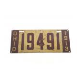 1913 Ohio License Plate
