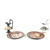 (4) pc Greek Mythology Decorated Chargers, Ewer