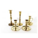 (5) Assorted Brass Candlesticks