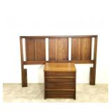 Mid-Century Double Headboard and Night Stand