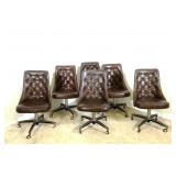 (6) 1970's Chromcraft Tufted Swivel Chairs