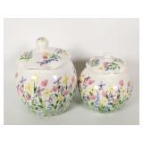 (2) Jan Pugh Hand Painted Canisters 8'and 10'