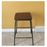 Wood Top Stool with Iron Legs