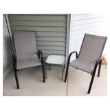 (4) Stacking Patio Chairs(2)  Glass Top End Tables