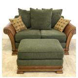 Craftmaster Wicker Accent Love Seat and Ottoman