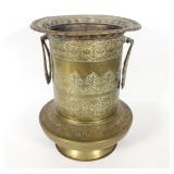 Embossed India Brass Handled Vase 12'
