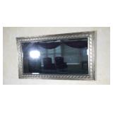 Beveled Hall Mirror with Distressed Metallic Frame