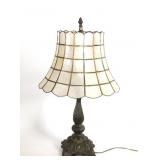 Brass Lamp with Mother of Pearl Shade
