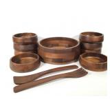 (11) pc Wood Salad Bowl Set