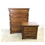 Country Oak Tall Dresser and Night Stand