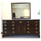 Henredon Mahogany Low Dresser with Brass Pulls