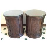 (2) Mahogany Drum End Tables