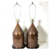 (2) Revere Table Lamps with Punched Copper Bases