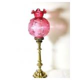 Brass Table Lamp with Fenton Cranberry Shade