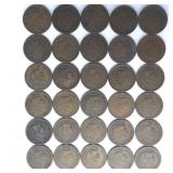 30 Indian Head Cents ï¿½ Mixed Dates 1890s-1899